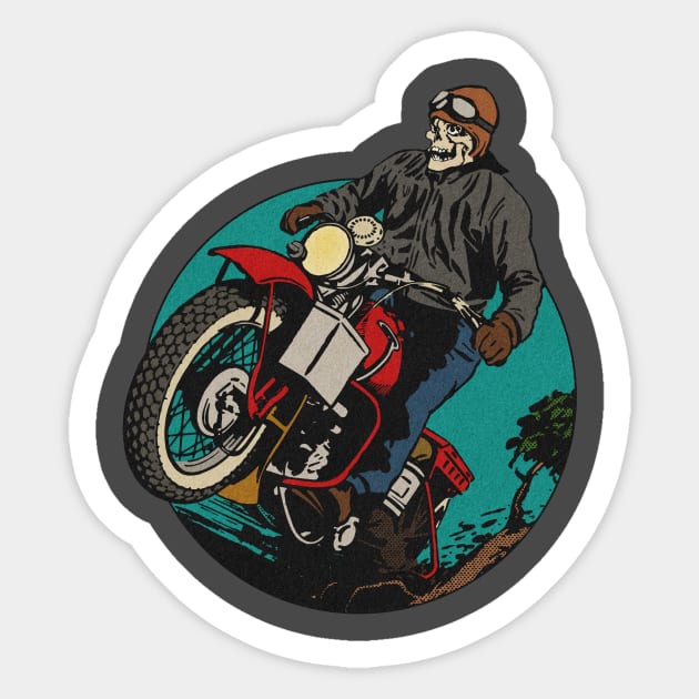 Vintage Inconsiderate Skull Moto Rider Sticker by Kujo Vintage